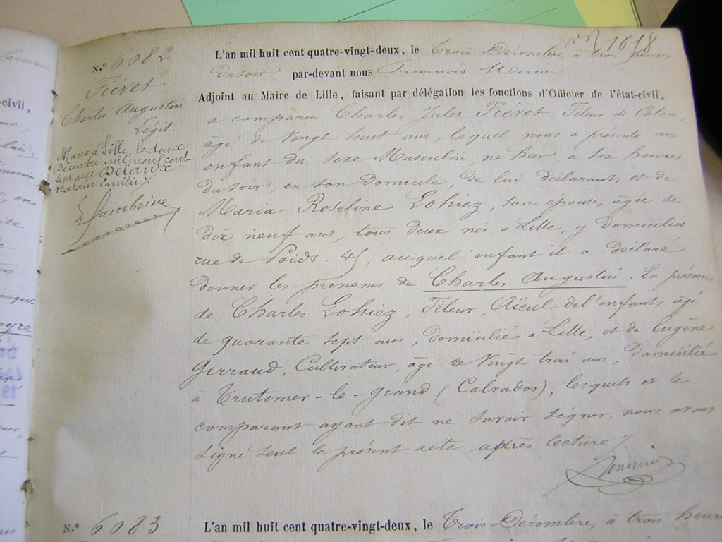 Actes de Naissances à Lille Le site de généalogie d'Alexis